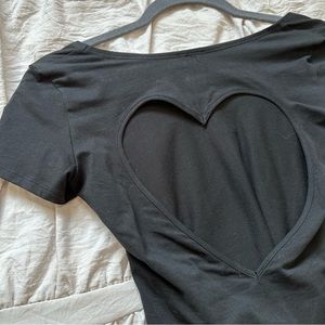NWT: Victoria’s Secret pink black tee with heart cut out in back